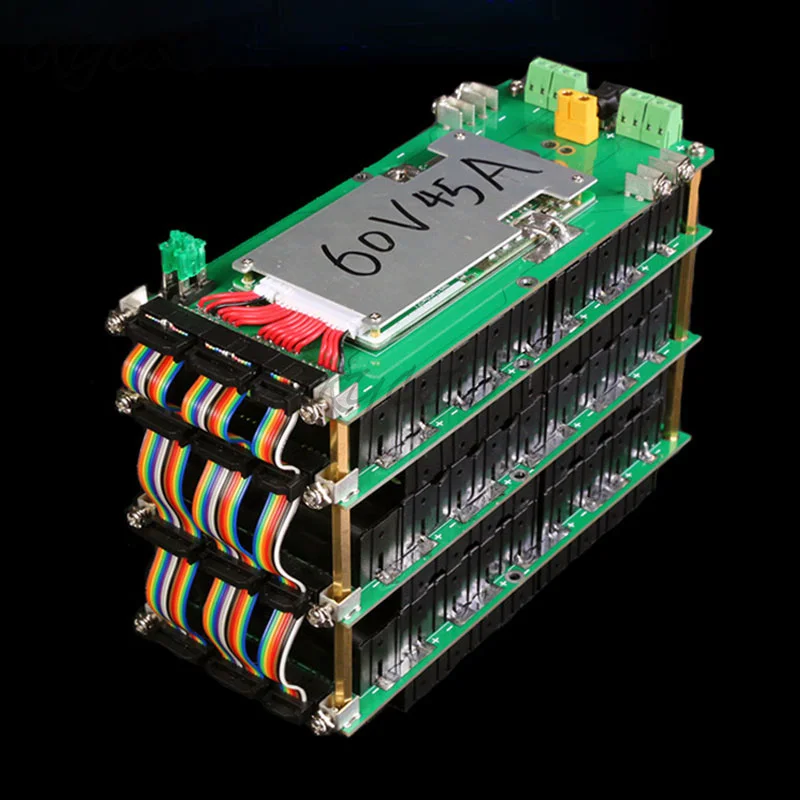 60V 17S BMS 18650 Power Wall Buid Battery Box Holder Pack Li-ion Lithium Overlayable Storage For DIY Power Bank/UPS/E-Bike