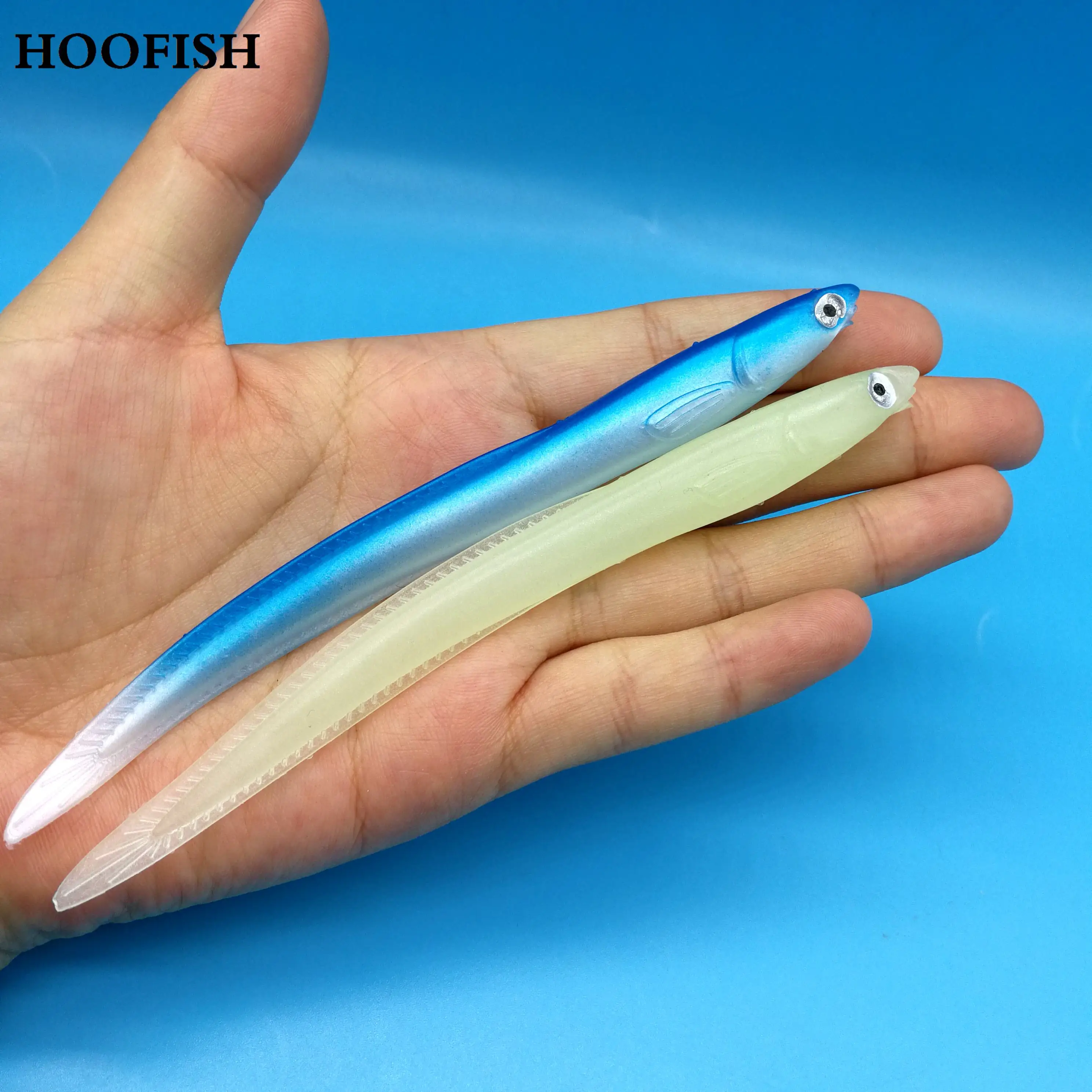 HOOFISH, 3 шт./лот, 6,2 г/140 мм, приманка для рыбалки, Мягкая приманка, маленький угорь, Супер приманка, искусственные приманки, голубые/светящиеся белые