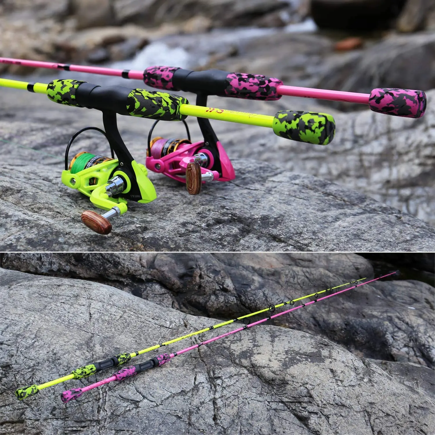

sougayilang Kids Fishing Rod Reel Combos 5-Piece Portable Spinning Fishing Pole and Reel Combo for Boys Girls and Adults