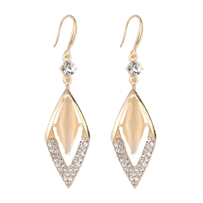 

ARIANA Women's Acrylic Rhombus Shaped Earring Studs S925 Silver Hook Anti Allergy Rhinestones Ear Drops Dainty Dangles