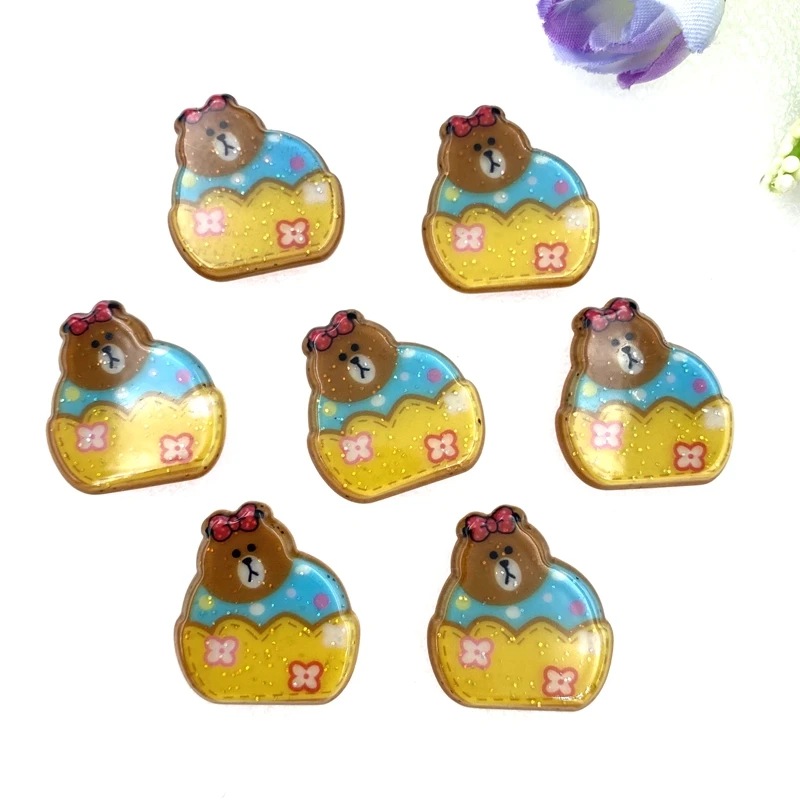 

10pcs/lot kawaii Cute Bear cake Acrylic flatback Cabochons Accessories For Hair Clothing Shoes Planar DIY Home Decoration B89