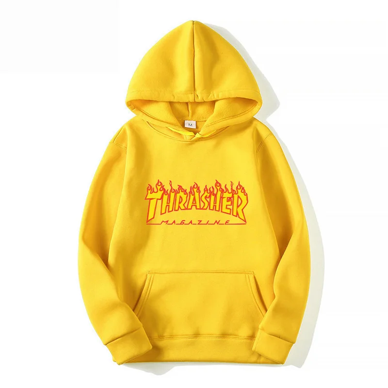 

Th Letter fire Printing Hoodies Sweatshirt Pullover Autumn Winter Unisex Casual Silm Fit Women Flame Printed Hooded
