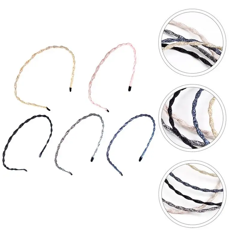 

5Pcs Simple Headbands Household Hairbands Wavy Hairbands Bathing Hair Hoops for Girl Female Woman Home