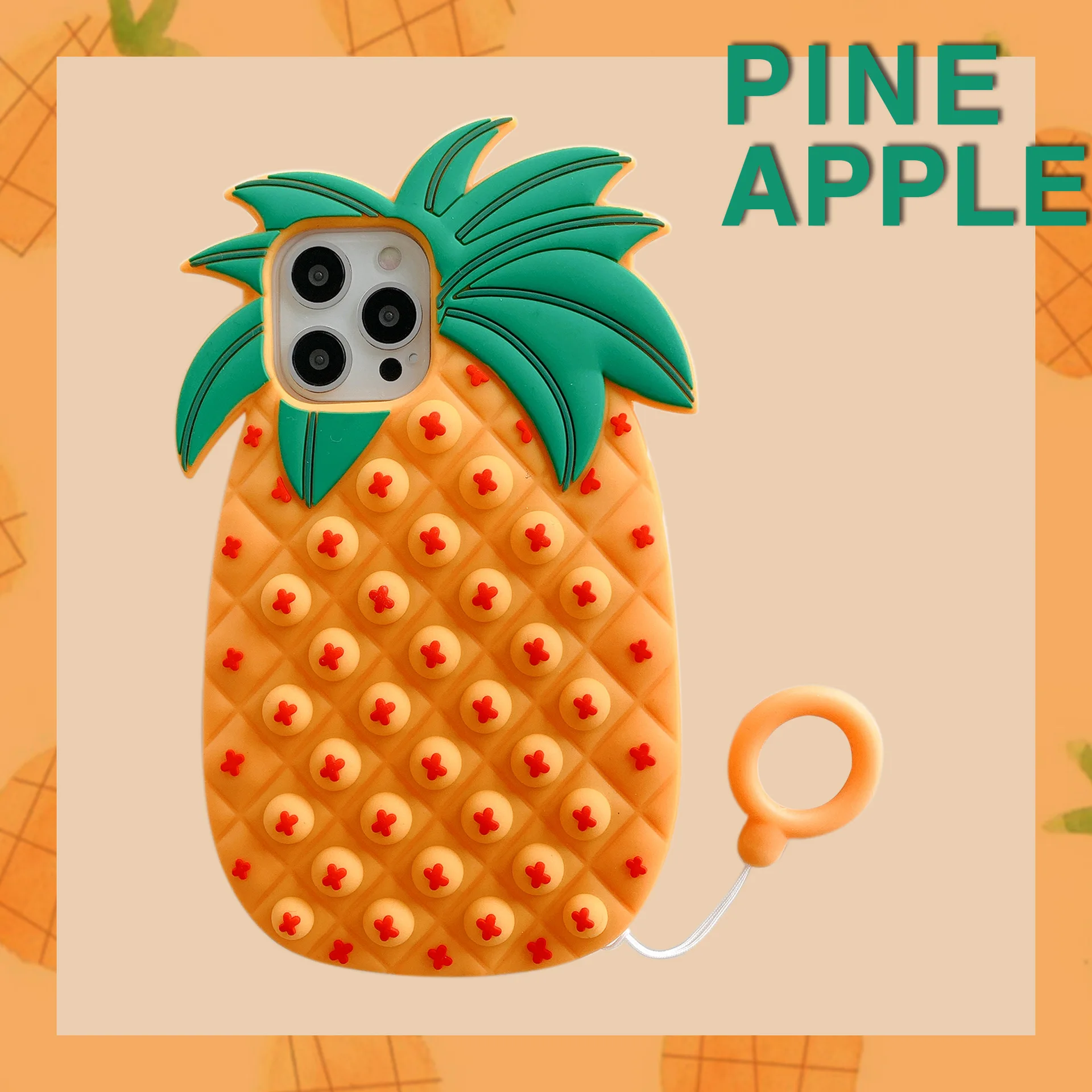 

Relive Stress Pop Fidget Push Bubble Pineapple Silicone Phone Case For iPhone 12 11Pro XS MAX 8P 7P Push Pop Apple Phone Cover