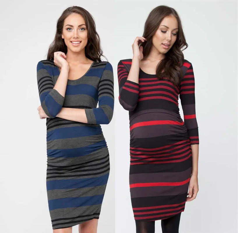 Горячая Распродажа модное осеннее платье для беременных женщин послеродовое в