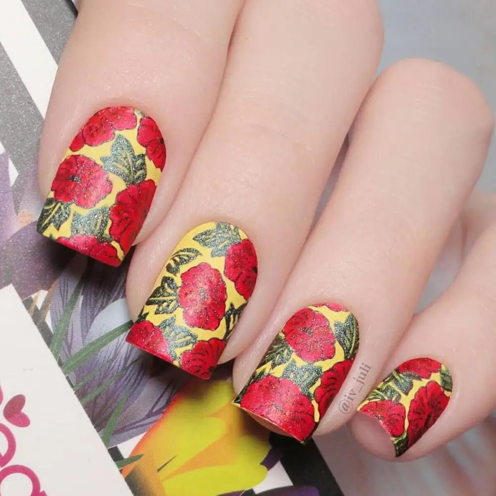 BEAUTYBIGBANG 6*12 см Прямоугольный для нейл арта шаблон штампа цветок цветочное
