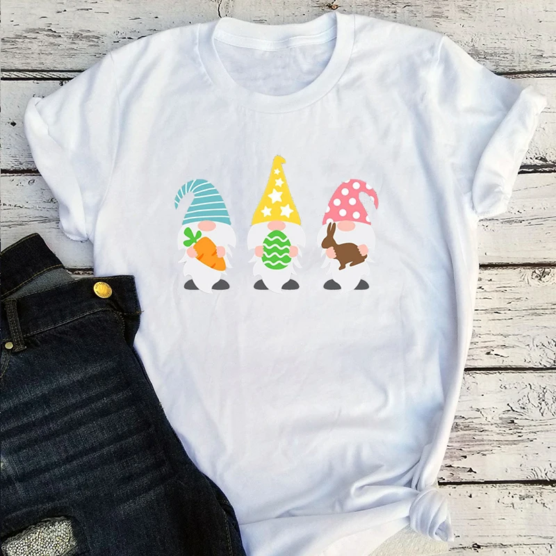 

Easter Gnomes Shirt Aesthetic Easter Three Gnomes T Shirt Women Kawaii Harajuku Shirt 2020 Graphic Tees