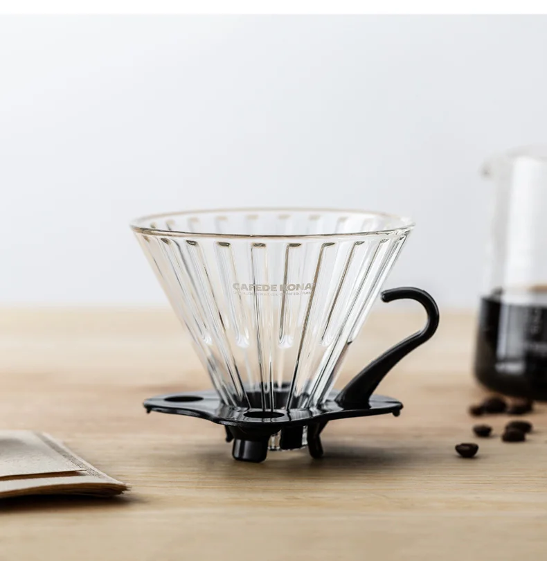 

CAFEDEKONA Coffee Dripper V60 Heat-resistant glass 1-4cups coffee maker Barista Tools Coffee Brew Filter Cup handdrip Filter pot