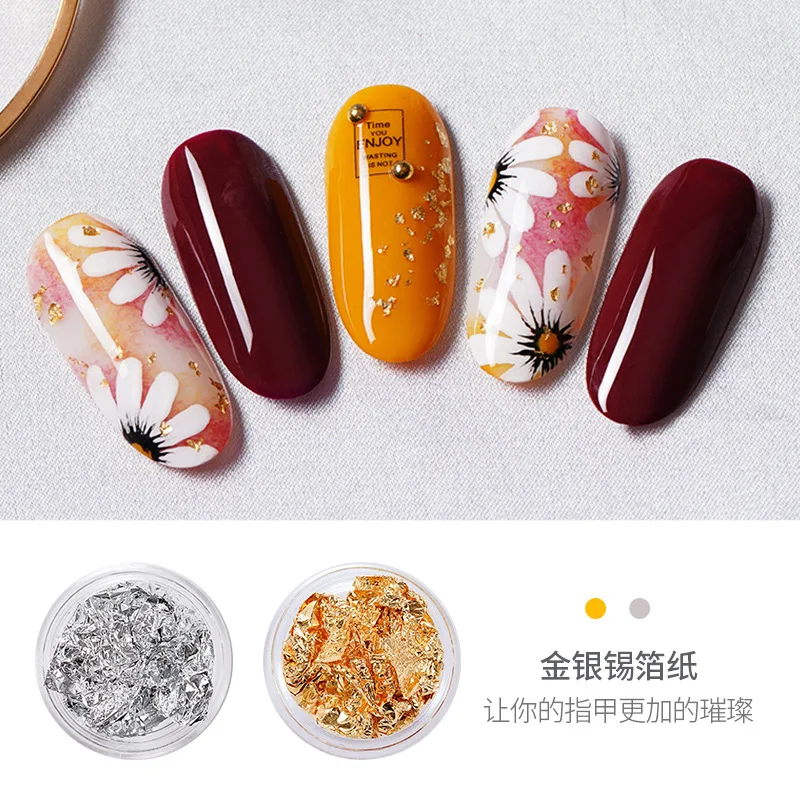 

Gold Silver Nail Art Foil Paper Irregular Aluminum Nail Sticker Manicure Glitter Gel Polish Nail Decoration