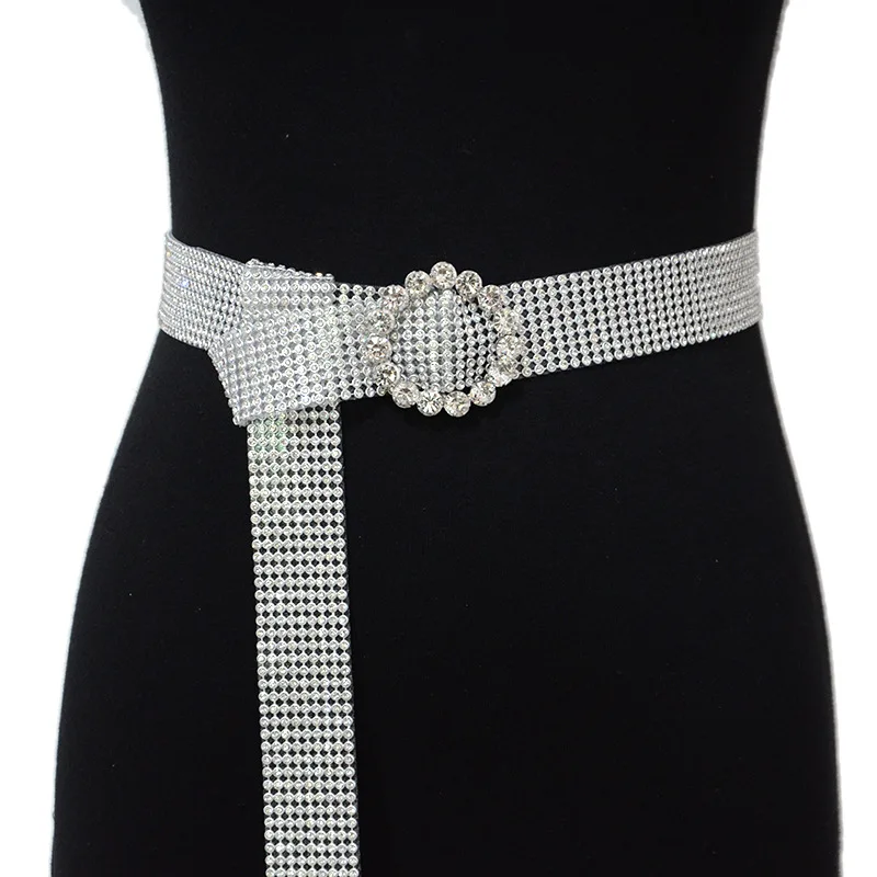 

115CM Brilliant Women's Belt Waist Chain Full Diamond Rhinestone Crystal Dress Waist Belt Luxury Large Party Accessories