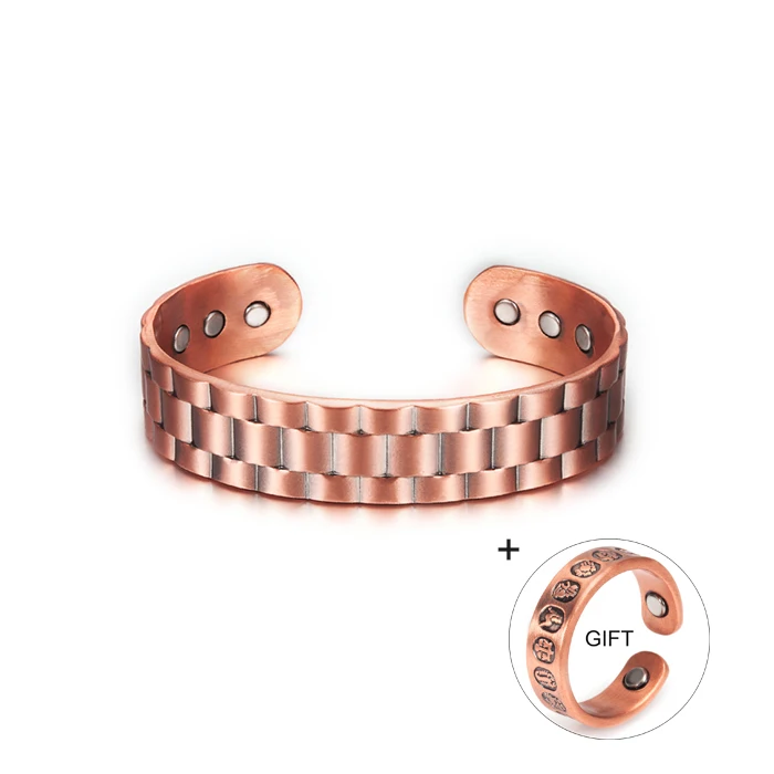CB021 copper Vinterly купить 1 получить 1 подарок браслет из чистой меди мужской энергетический магнитный браслет медный широкий Регулируемый Браслет-манжета браслеты для мужчин - Окраска металла: CB021 copper
