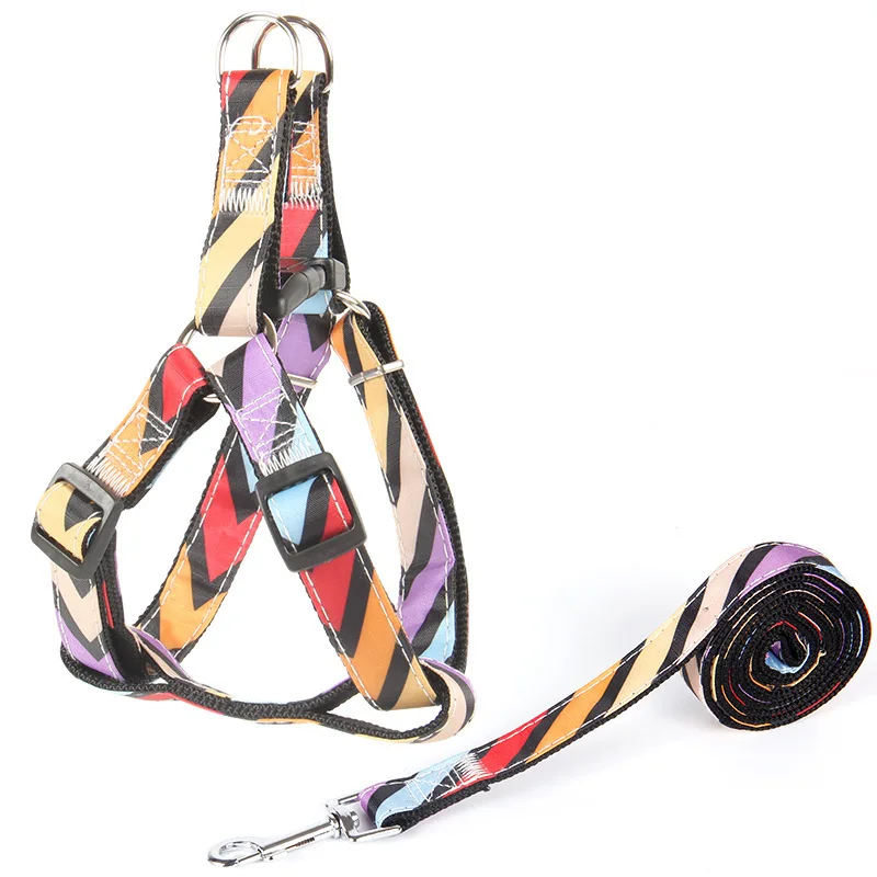 

Dog Pet Puppy and Cat Adjustable Harness with Leading Leash Toys Leash Chain Collars Interactive Toy Nylon