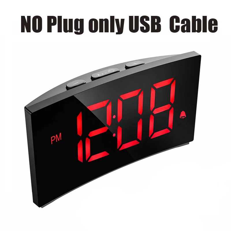 No Plug Red Mpow HM250 светодиодный цифровой будильник 12/24 H Отображение времени 9 минут Повтор 3 звуков будильника 3 регулируемая яркость 65 дБ 75 дБ громкость - Цвет: No Plug Red