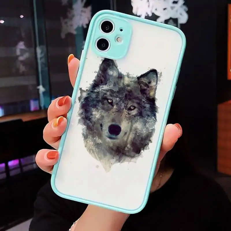 

Horror angry Animal wolf Face painting Phone Cases matte transparent For iphone 7 8 11 12 plus mini x xs xr pro max cover
