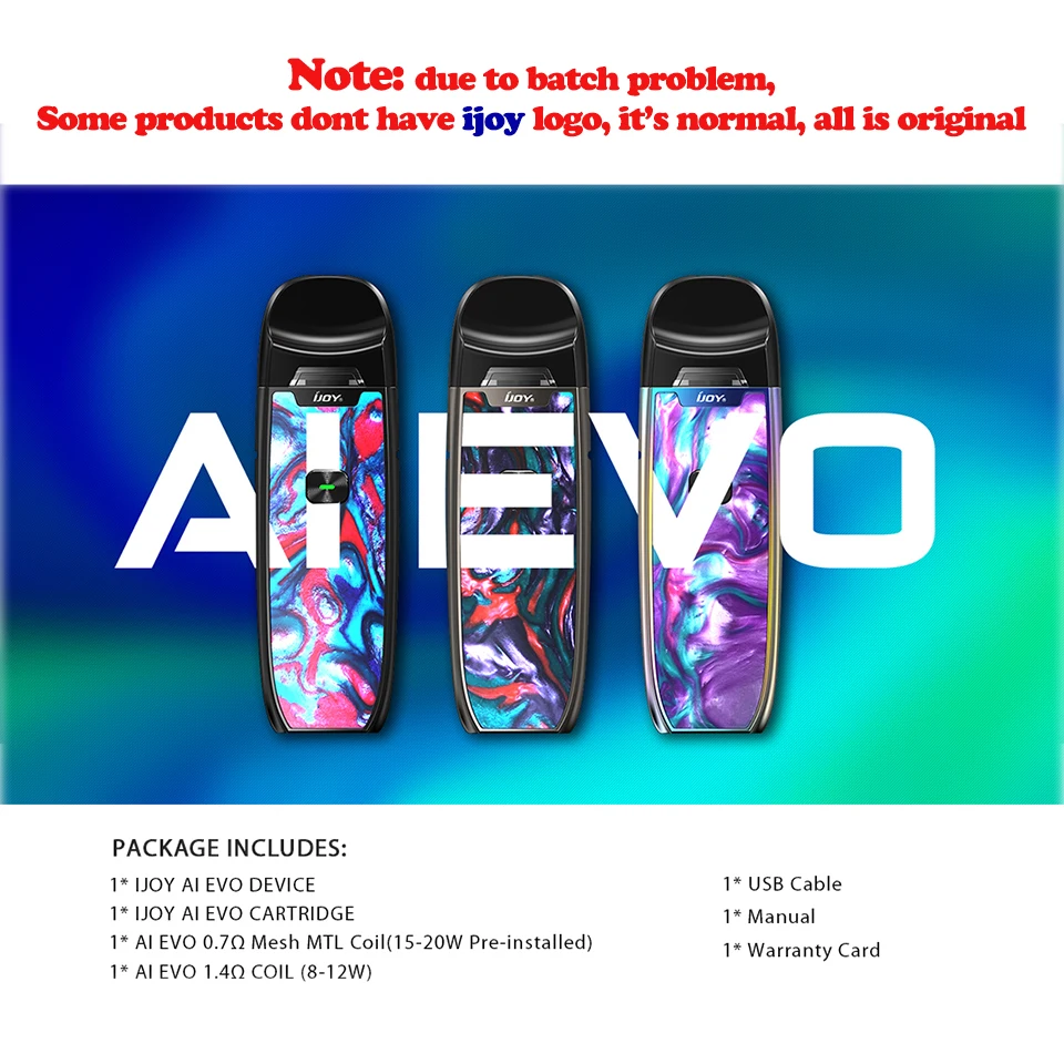 Распродажа! IJOY AI EVO Смола Pod Vape комплект стартер 1100 мАч 20 Вт с 2 8 мл картриджем