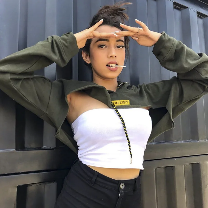 Fitshinling Athleisure укороченная толстовка осень 2019 Тонкая Повседневная Женская с