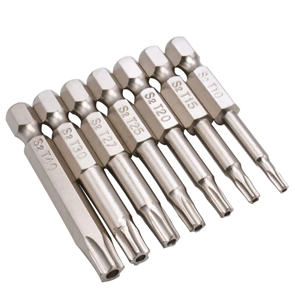 7Pcs 50mm 1/4inch Hex Five-pointed Star Bore Hole Magnetic Screwdriver Bits Set | Инструменты