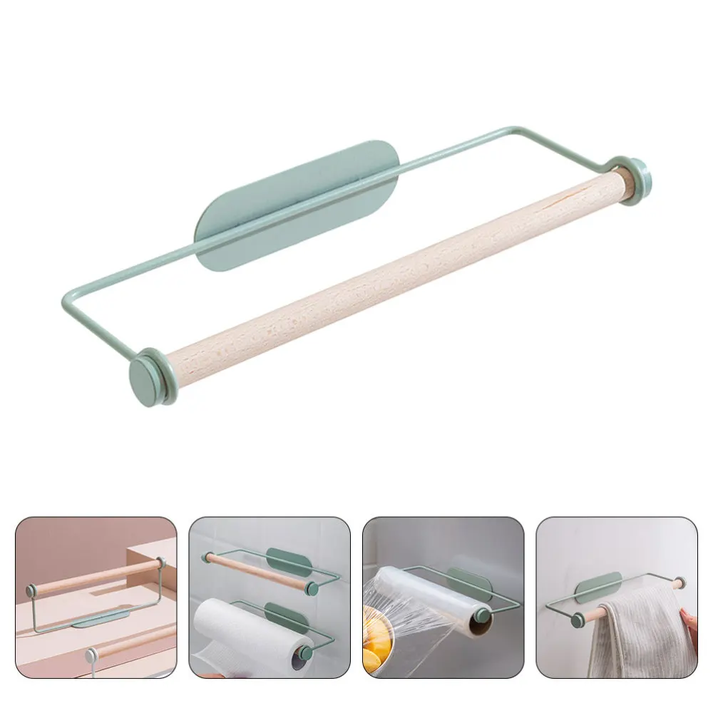 

1Pc Punching Free Towel Rack Bathroom Roll Paper Shelf Duster Cloth Holder Green
