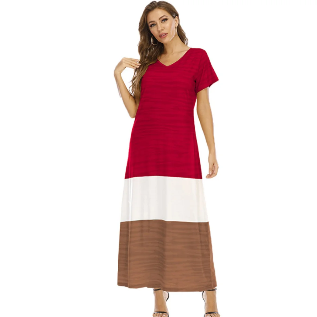 

2021 Muslim Women's New Middle East Loose Large Size Robe European and American Color Matching Temperament Dress Abaya
