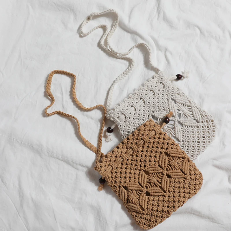 

Beach Raffia Bags for Women Straw Hollow Pattern Ladies Crossbody Bag Shoulder Crochet Small Women`s Handbag Summer Vacation New