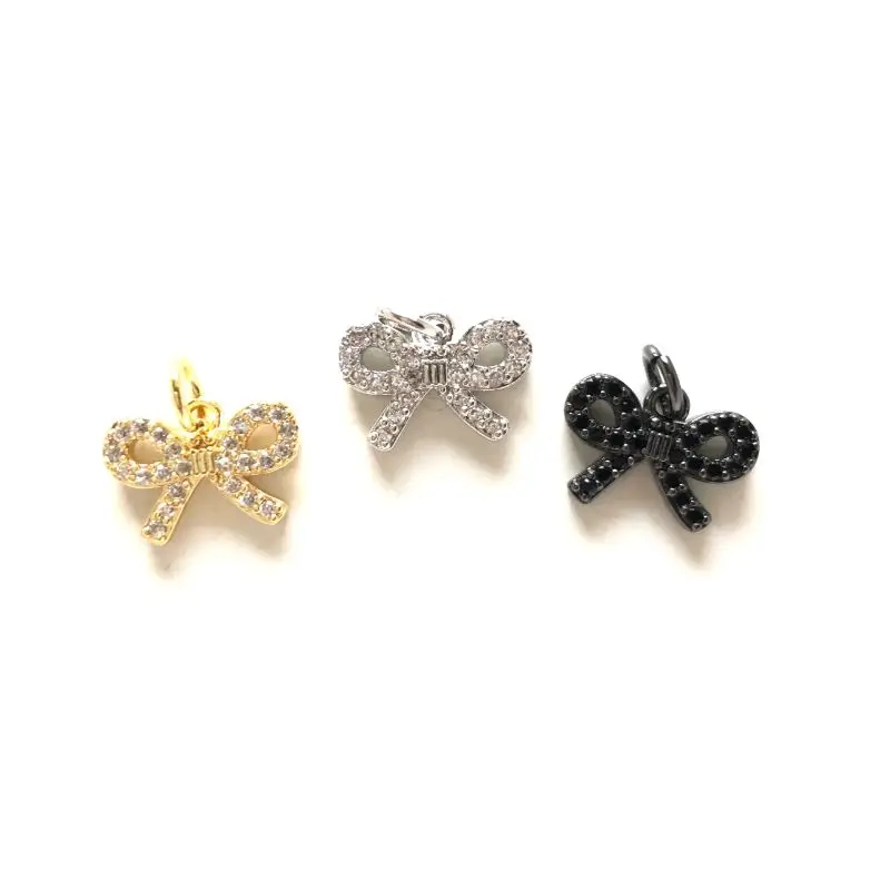 10pcs Exquisite Bow Tie Charm Pendant for Women Bracelet Earring Making Mini Size CZ Pave Necklace Jewelry Accessory Supply Bulk - купить по
