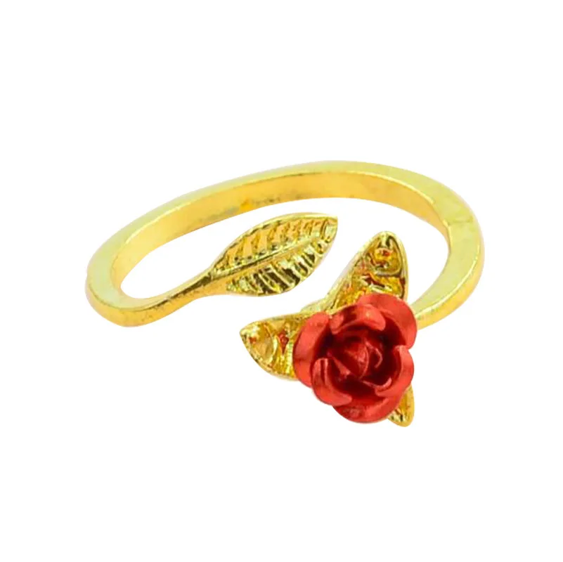 

Exquisite Women 3-color Rose Ring Flower Petal Ring European Engagement Wedding Ring Cocktail Party Jewelry Valentine's Day Gift