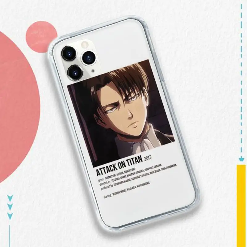 

Attack On Titan anime Phone Case Transparent soft For iphone 5 5s 5c se 6 6s 7 8 11 12 plus mini x xs xr pro max