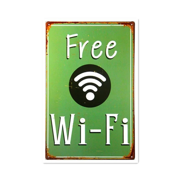 

Оловянная вывеска с Wi-Fi, настенное украшение, винтажная алюминиевая Ретро металлическая вывеска, железная живопись