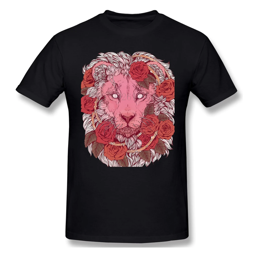 

Забавные коты и собаки, смешные Домашние животные, Новое поступление 2021, футболка с Львом из роз, уникальный дизайн, кривообразный вырез для ...