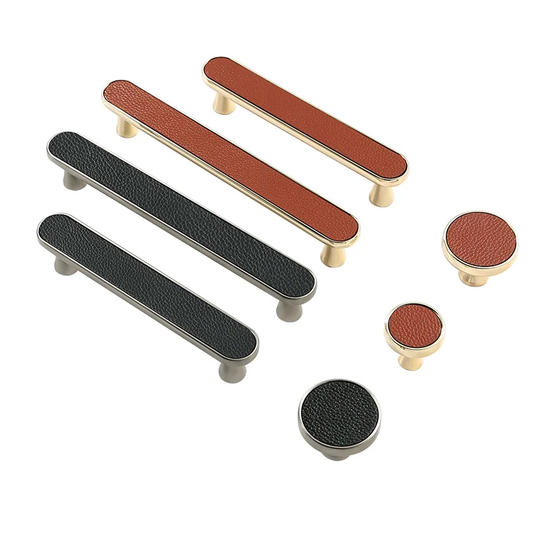Современный Кожаный дверные ручки 96 мм цинковый сплав для ящика шкафа Кухня