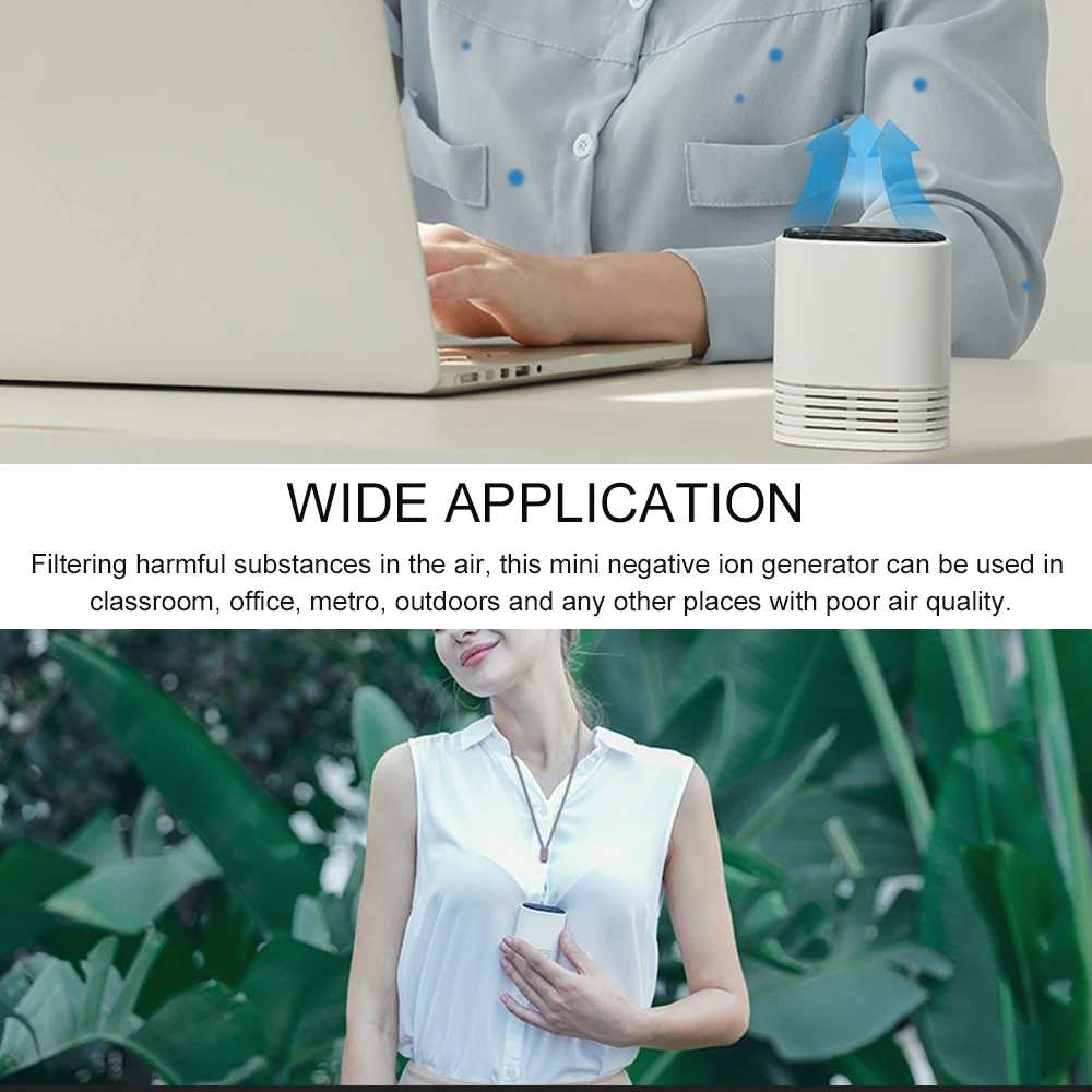 

Air Purifier PM2.5 Formaldehyde Removal Necklace Mini Air Freshener Wearable Air Cleaner USB Rechargeable Negative Ion Generator