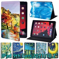 for ipad 10 2 inch case 2021 ipad 9th generation case funda ipad 9 tablet folding stand cover painting series pattern