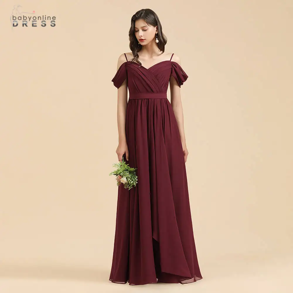 

Babyonlinedress 50 Colors Chiffon Long Evening Dress Off The Shouder Split Wedding Event Dress Designer Woman Dress 2021