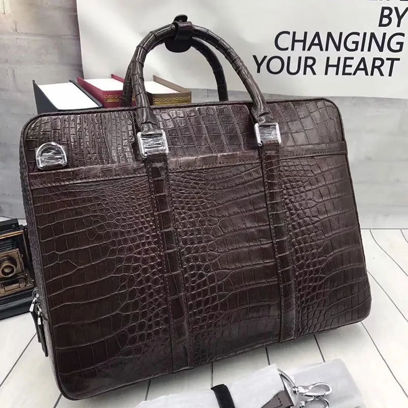 Портфель мужской из натуральной крокодиловой кожи сумка для работы экзотической