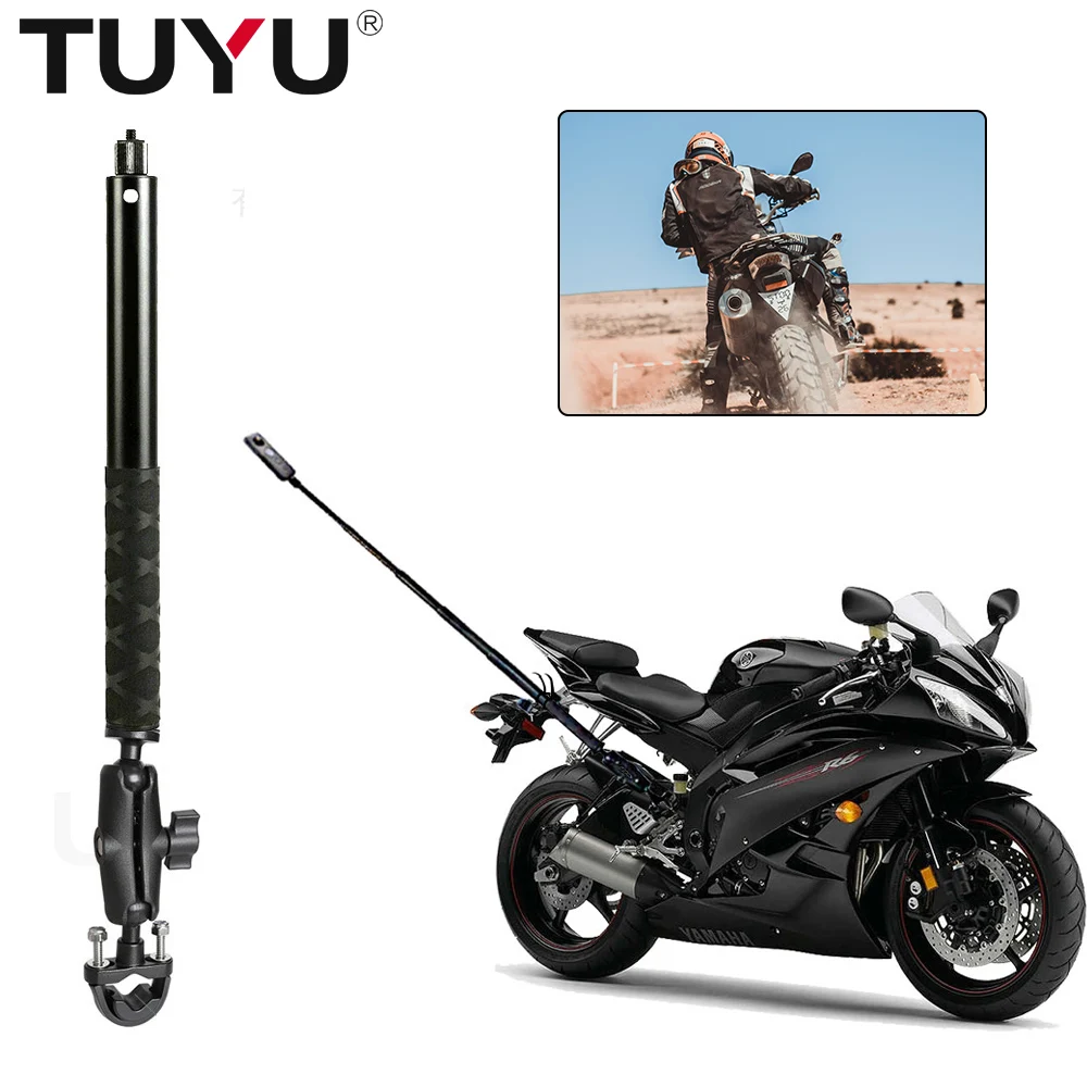 TUYU Motorcycle Action Camera Handlebar Bracket for GoPro DJI Insta360 One R Invisible adjustable Selfie Stick Camera Accessory