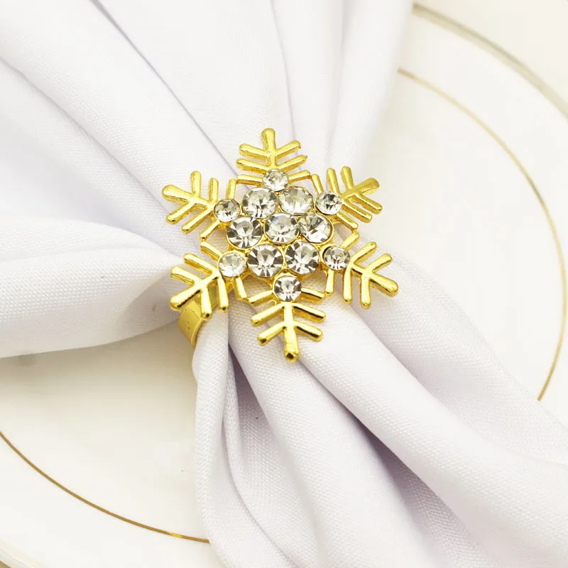 

12 / PCS hotel supplies christmas snowflake napkin ring napkin ring alloy cloth ring towel in stock