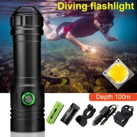 100m most powerful professional led diving flashlight underwater lamp scuba diving light rechargeable 18650 26650 diving torch