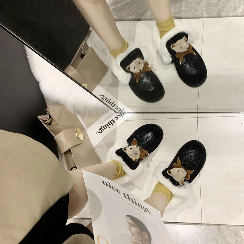 W Осенне зимняя обувь в стиле Дикая мода круглый носок Зимние сапоги Стразы с