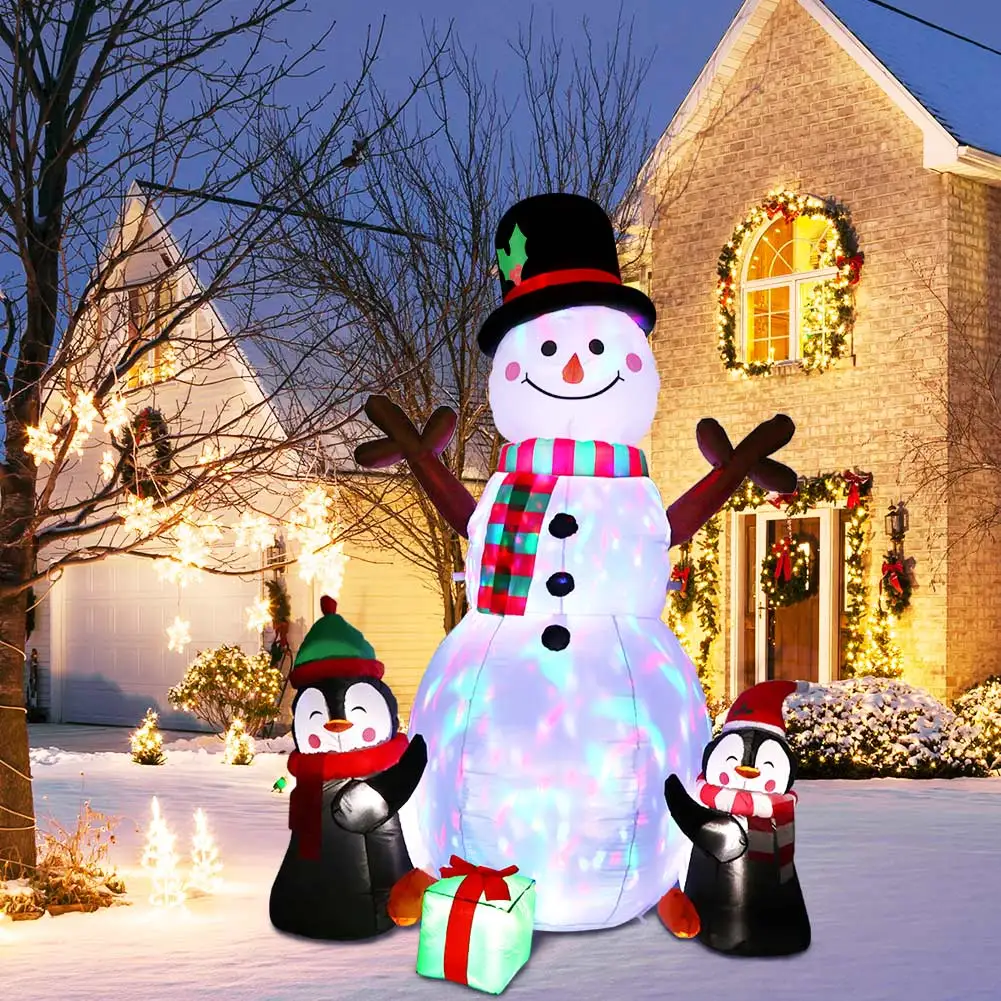 

PGY 6ft Christmas Inflatables Decorations Blow Up Snowman Penguins Inflatable with Rotating LED Lights Party Supplies