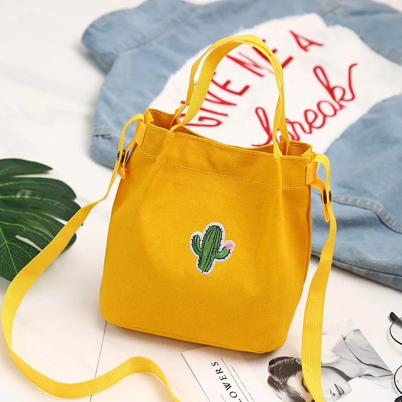 

New bucket bag single shoulder canvas simple wild shoulder detachable fashion female diagonal bag folding green shopping bag