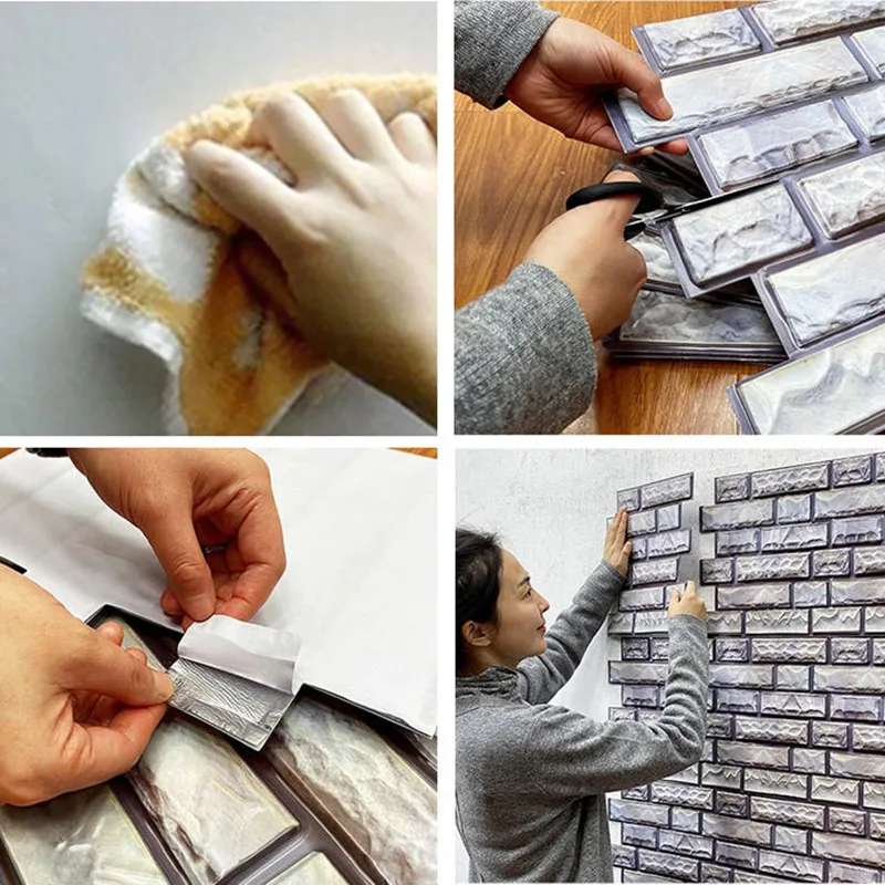 

5Pcs 30*30cm Wall Sticker 3D Se-lf-Adhesive Kitchen Wall Tiles Stickers Bathroom Mosaic Stickers Peel