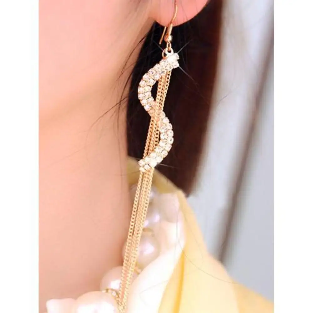 Женские модные серьги s-образной формы длинные кисточки стразы крючок трендовые