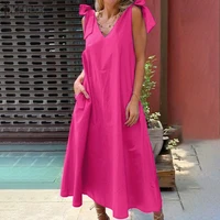 zanzea fashion women dresses 2021 summer strap maxi vestidos casual solid lace up long sundress lady loose a line robe
