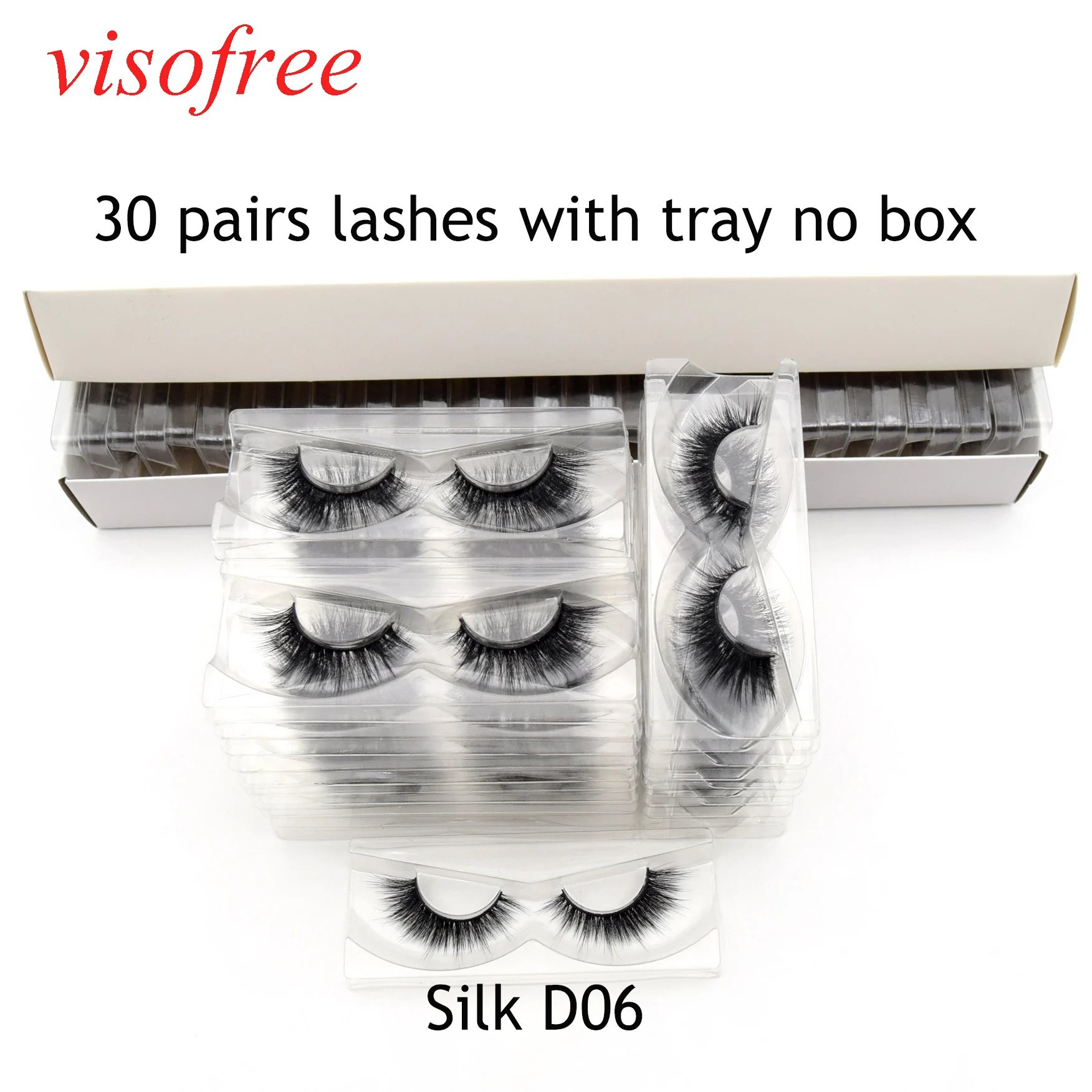 Ресницы Накладные Visofree, 30 пар/лот, мягкие, черные, натуральные, Silk-D06