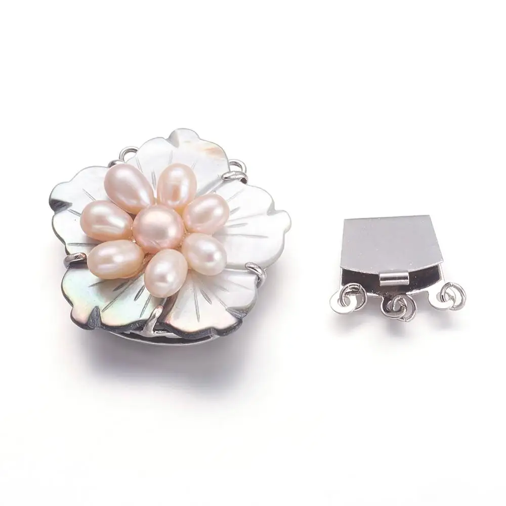 Застежка-ракушка многониточная с металлической латунной фурнитурой для