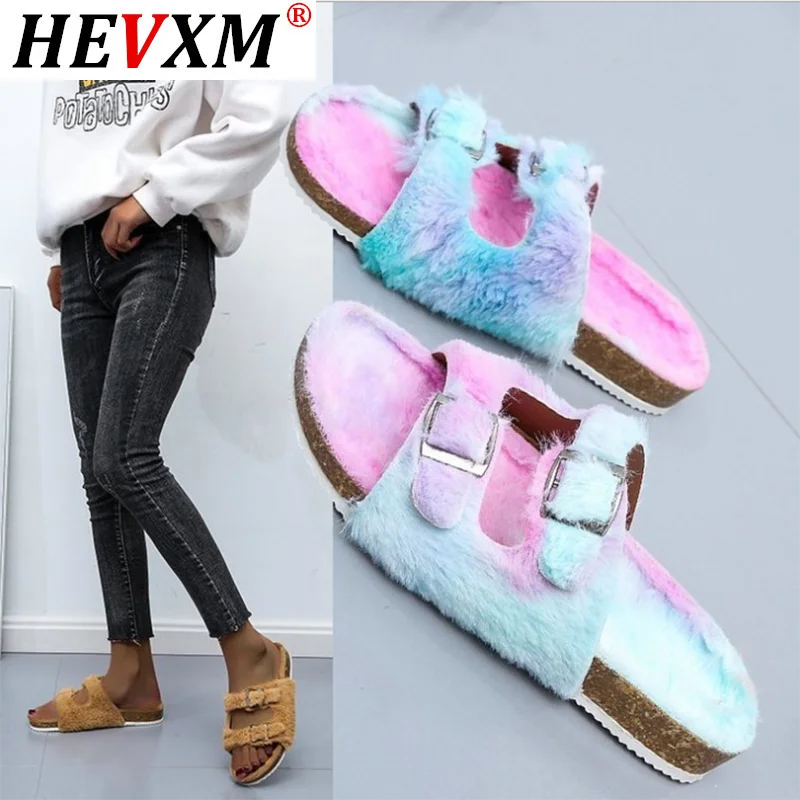 

New Style 2020 Big Size Flat Fur Slipper Hot Sale High Quality Slippers Female Slipper Comfortable Zapatillas de hombre In Stock