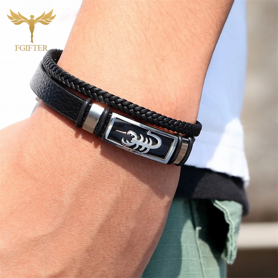 В стиле панк Рок кожаные браслеты на запястье браслет-Скорпион для мужчин из