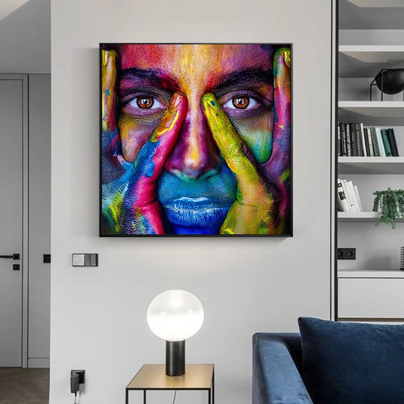 Современный с раскрашенным в яркие цвета граффити живопись холст настенные