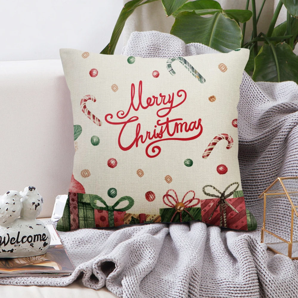 New Christmas Deer Gifts Cotton Linen Throw Pillow Cushion Cover Car Home Sofa Decorative Pillowcase 45x45cm | Дом и сад
