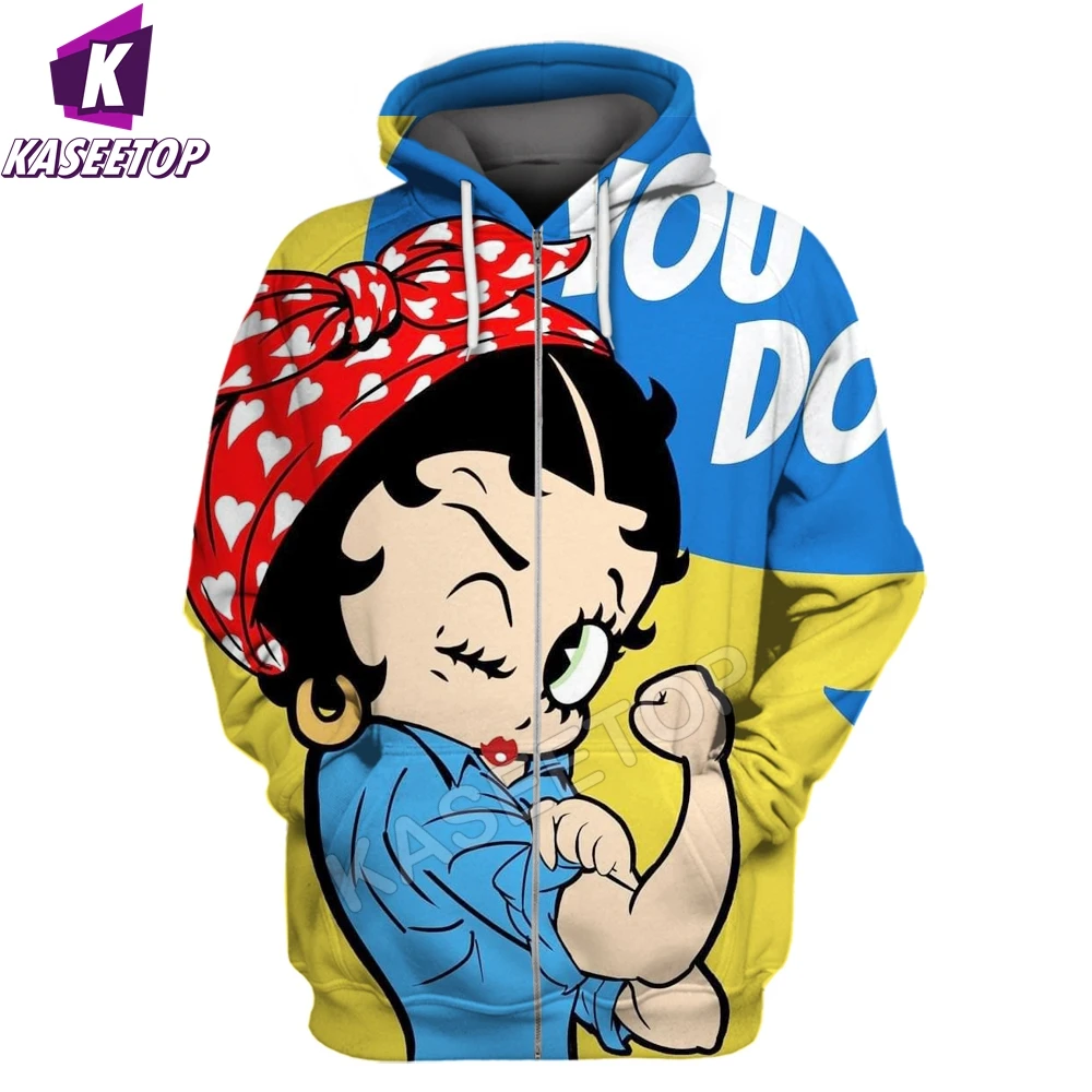 

Уличная одежда, мультяшный свитшот для девочек, Бетти боп-с, милый мужской уличный костюм с 3D принтом, джемпер с длинным рукавом, толстовки н...